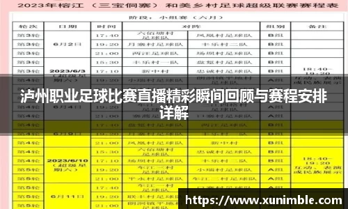 泸州职业足球比赛直播精彩瞬间回顾与赛程安排详解