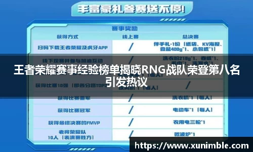 王者荣耀赛事经验榜单揭晓RNG战队荣登第八名引发热议