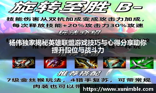 杨伟独家揭秘英雄联盟游戏技巧与心得分享助你提升段位与战斗力